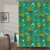 Hand-Draw Frogs, Water Lily, Hearts and Dragonflies Shower Curtain - Green