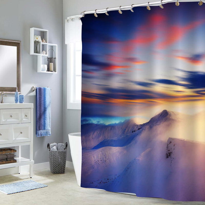 Majestic Sunset in the Winter Mountains Shower Curtain - Multicolor