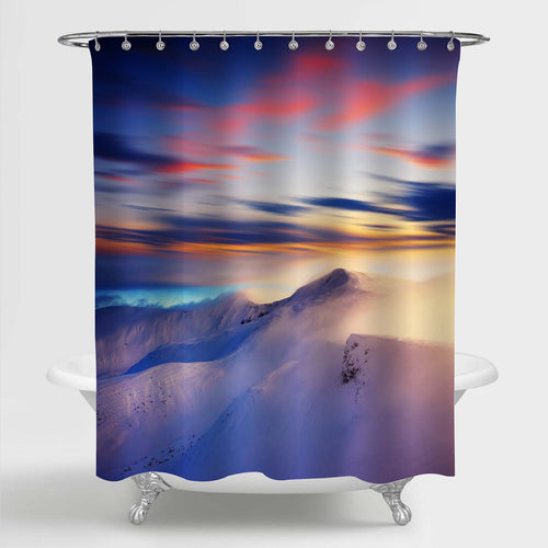 Majestic Sunset in the Winter Mountains Shower Curtain - Multicolor