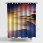 Great View of Mountain Morning Sunrise Shower Curtain - Blue White