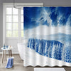 Winter Snow Covered Pine Trees Shower Curtain - Blue White