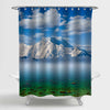 Snowbound Mountains and Emerald Sea Shower Curtain - Blue Green
