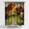 Thunder and Lightning in The Mountains Shower Curtain - Multicolor