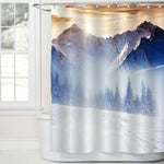 Evening Winter Landscape of Mountains Covered by Snow Shower Curtain