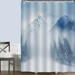 Winter Snow Covered Mountains Shower Curtain - Grey