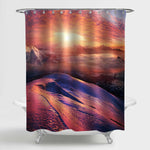 Sunset in The Alpine Peaks Shower Curtain - Red Purple