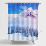 Alpine Snowcovered Highland at Sunny Day Shower Curtain - Blue White