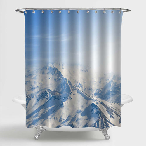 Snowbound Mountain Peaks Shower Curtain - Blue White