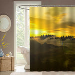 Misty Daybreak in a Mountain Shower Curtain - Gold