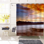 Great View of the Foggy Hills Shower Curtain - Gold Black