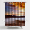 Great View of the Foggy Hills Shower Curtain - Gold Black