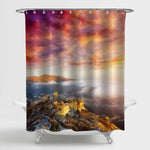 Dramatic and Picturesque Morning Scene of Hountains Shower Curtain - Multicolor