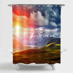 Himalayas Mountain and River in Summer Time Shower Curtain - Multicolor