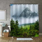 Stormy Weather in the Mountain Shower Curtain - Green Grey