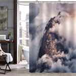 Majestical Mountains in Clouds Shower Curtain - Grey