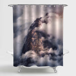 Majestical Mountains in Clouds Shower Curtain - Grey