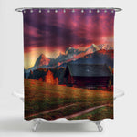 Rustic Farm House at Magnificent Alpine Highlands Shower Curtain - Purple Red