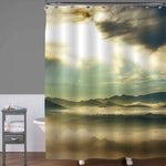 Dawn in Mountains Covered Thick Fog Shower Curtain - Grey