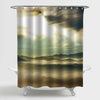 Dawn in Mountains Covered Thick Fog Shower Curtain - Grey