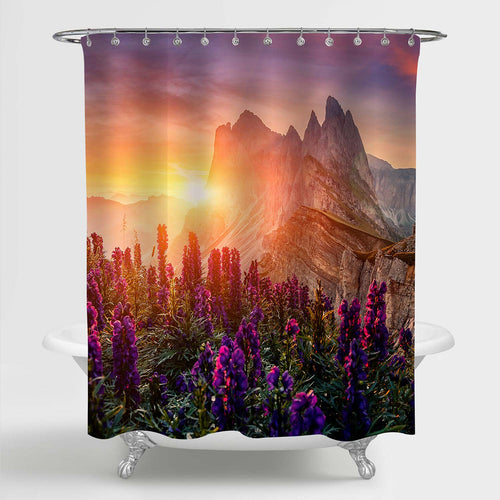 Sunrise in the Alps Mountain Shower Curtain - Multicolor