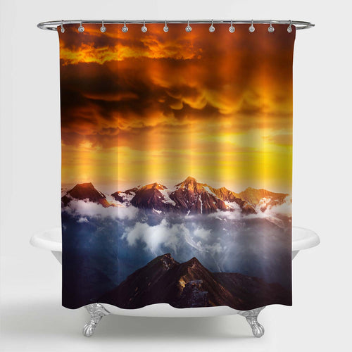 Dramatic View of High Ridge Shower Curtain - Gold Black