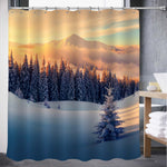 Wintry Scene with Snowy Trees Shower Curtain