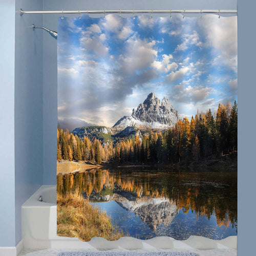 Alpine Lake Under Bright Sunlight Shower Curtain - Blue Gold