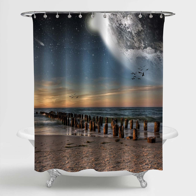 Planet Costaline Beach Scenery Shower Curtain