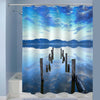 Wooden Pier Remains on a Lake Shower Curtain - Blue