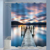 Sunrise on Lake Dock Shower Curtain - Blue