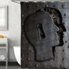 Human Brain Door with Keyhole Made from Metal Gears and Cogs Shower Curtain - Dark Grey