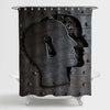 Human Brain Door with Keyhole Made from Metal Gears and Cogs Shower Curtain - Dark Grey