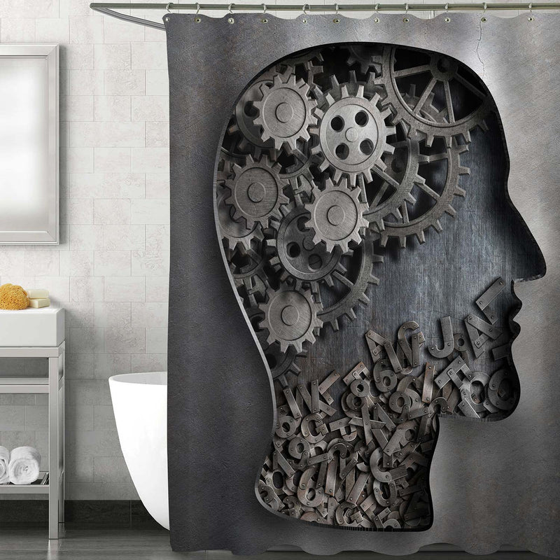 Brain Work Model Shower Curtain - Grey