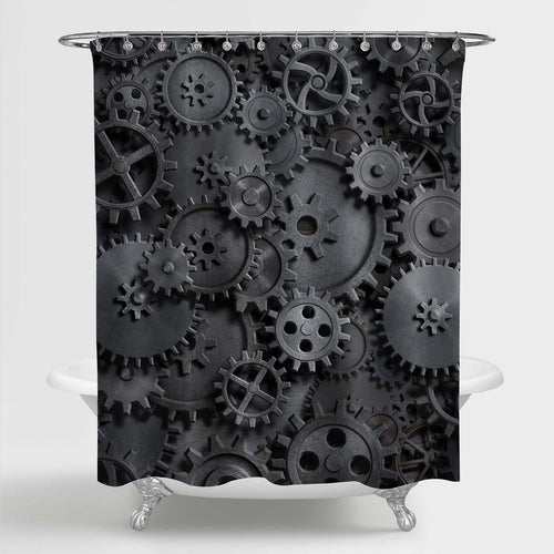 Cogwheels and Metal Gears Shower Curtain - Grey