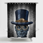 Mechanical Human Head Made of Gears and Cogs Shower Curtain - Grey
