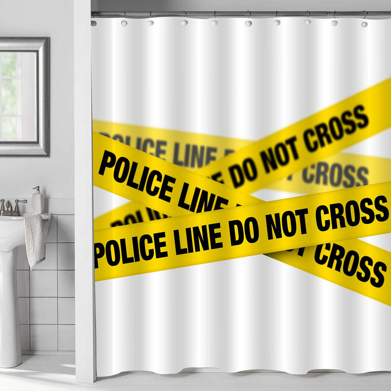 Police Crime Scene Tape Shower Curtain - Yellow Black