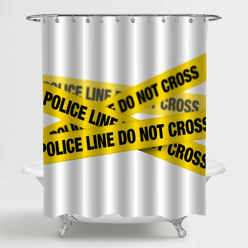 Police Crime Scene Tape Shower Curtain - Yellow Black