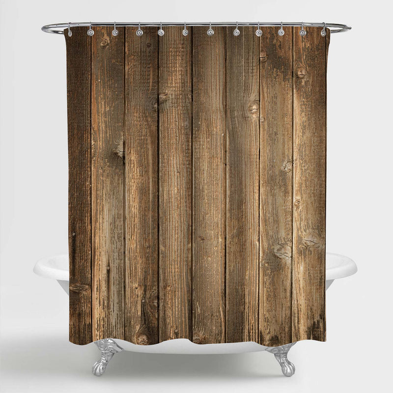 Old Wood Plank Veneer Floorboards Shower Curtain - Brown