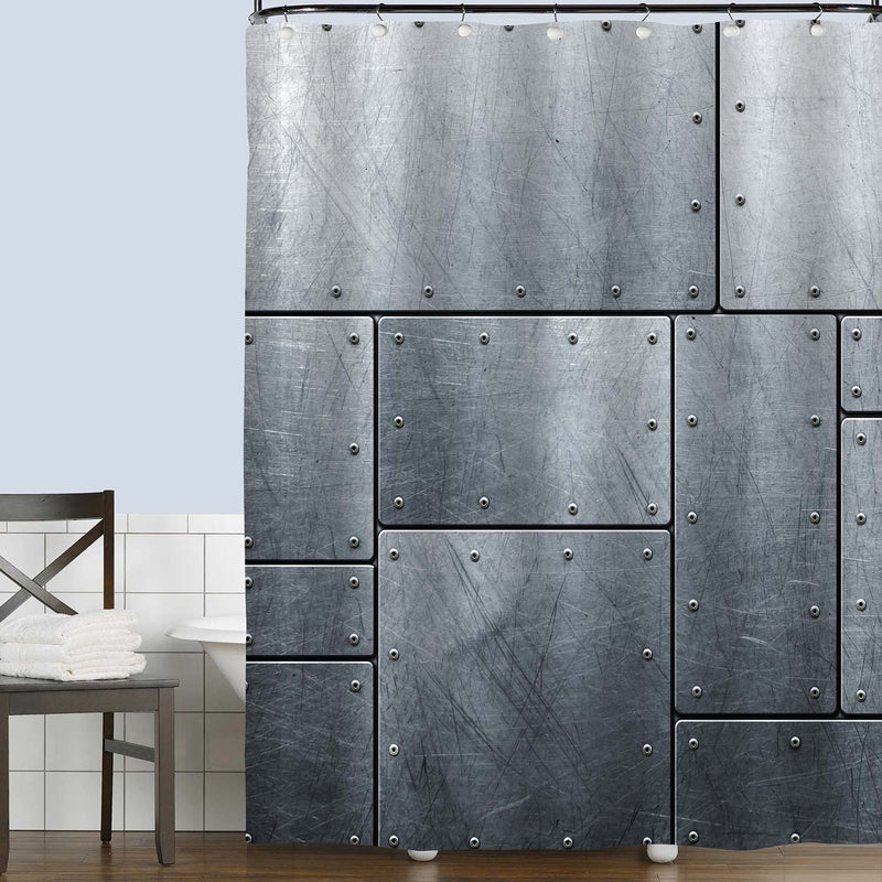 Industrial Metal Plate with Rivets Shower Curtain - Grey