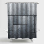 Industrial Metal Plate with Rivets Shower Curtain - Grey