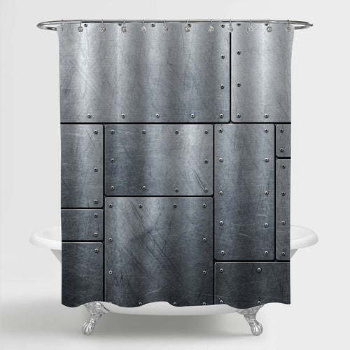 Industrial Metal Plate with Rivets Shower Curtain - Grey