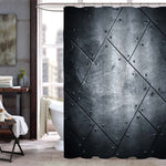 Scratched Metal Plate with Rivets on Steel Background Shower Curtain - Grey