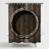 Rusty Armored Metal Porthole Background Shower Curtain - Bronze