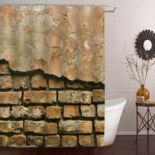 Farmhouse Cracked Brick Wall Shower Curtain - Fire Brick