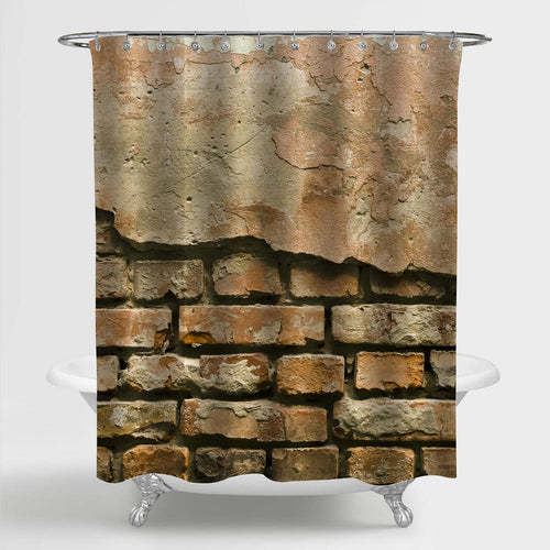 Farmhouse Cracked Brick Wall Shower Curtain - Fire Brick