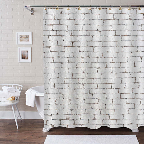 Old White Brick Wall Shower Curtain