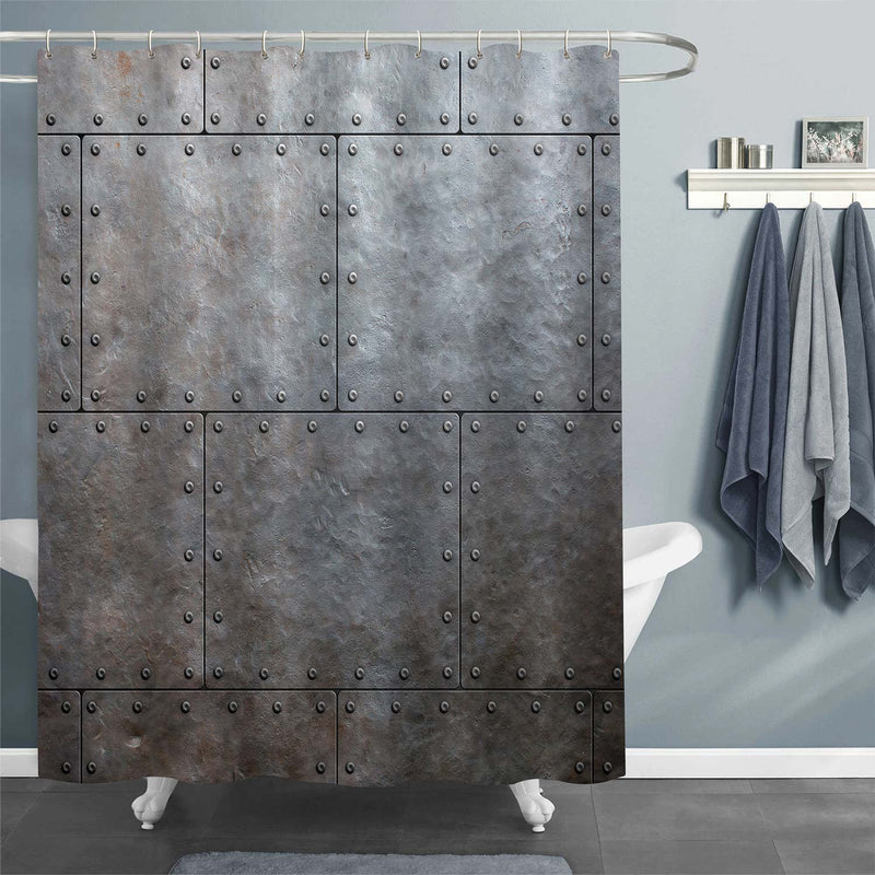 Metal Armor Plates Shower Curtain - Grey