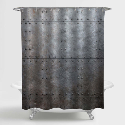 Metal Armor Plates Shower Curtain - Grey