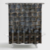 Medieval Wooden Gate Bars on Castle Stone Wall Shower Curtain - Grey