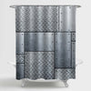Diamond and Scrached Pattern Metal Plate Shower Curtain - Grey